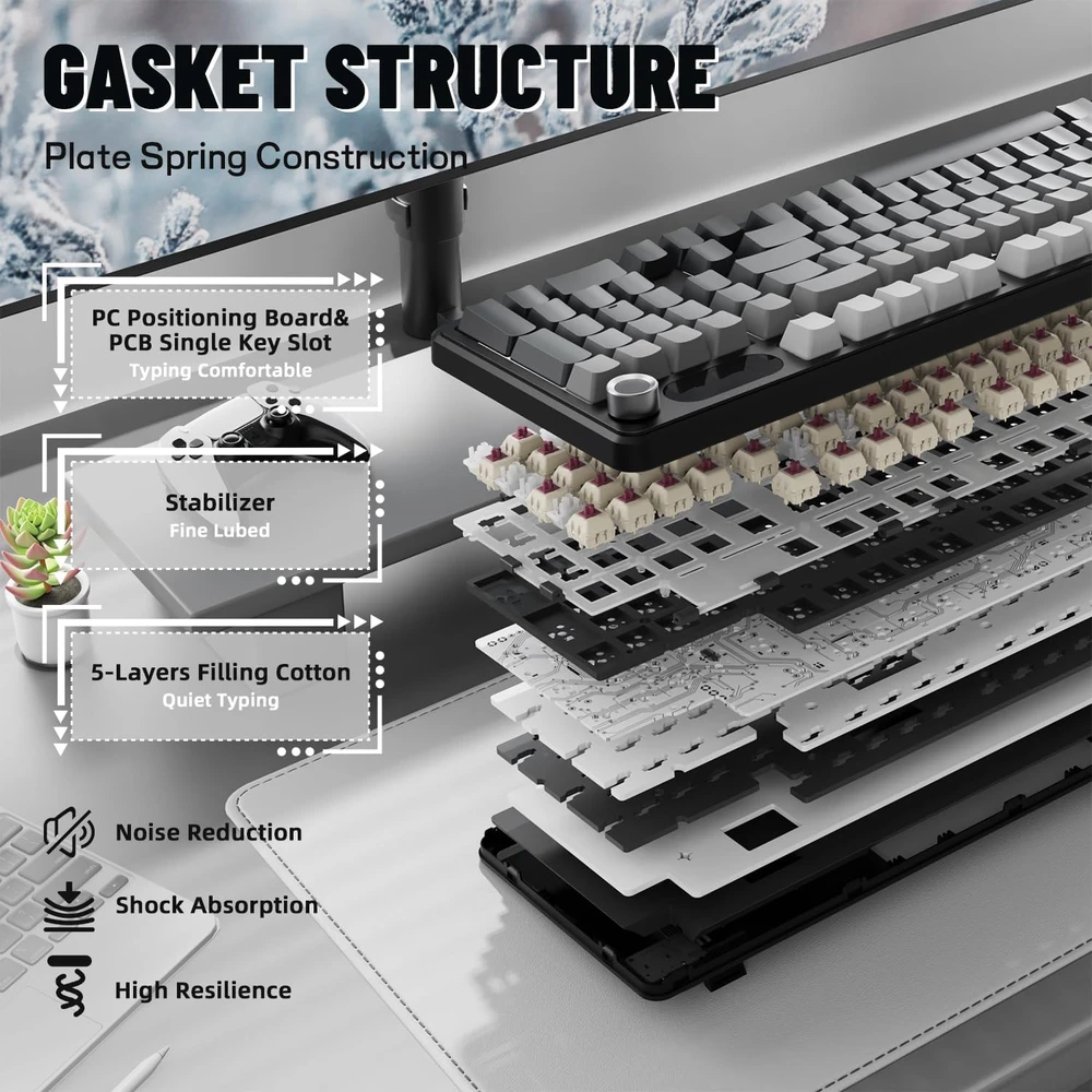ATTACK SHARK mechaninė žaidimų klaviatūra X98PRO, 98 klavišai, Bluetooth