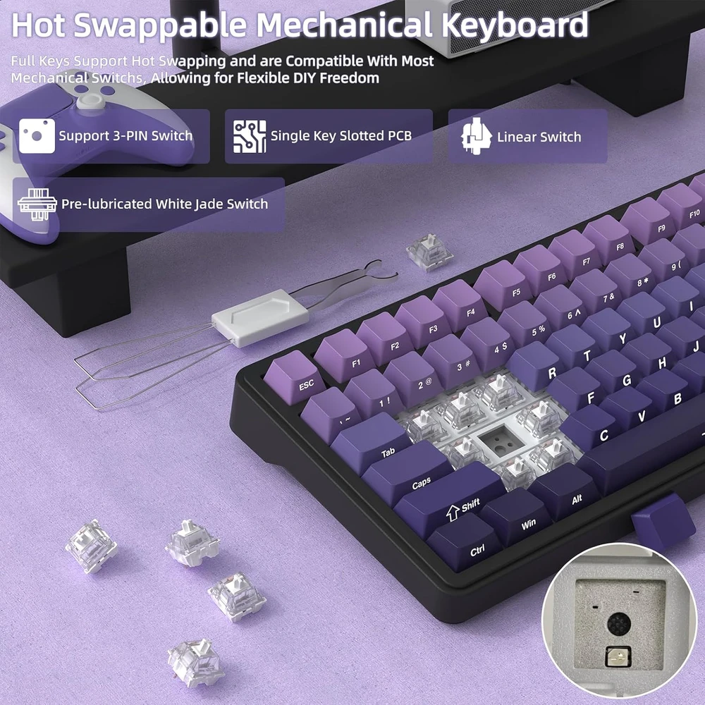 ATTACK SHARK mechaninė žaidimų klaviatūra 75 %, 81 klavišo, RGB, X85