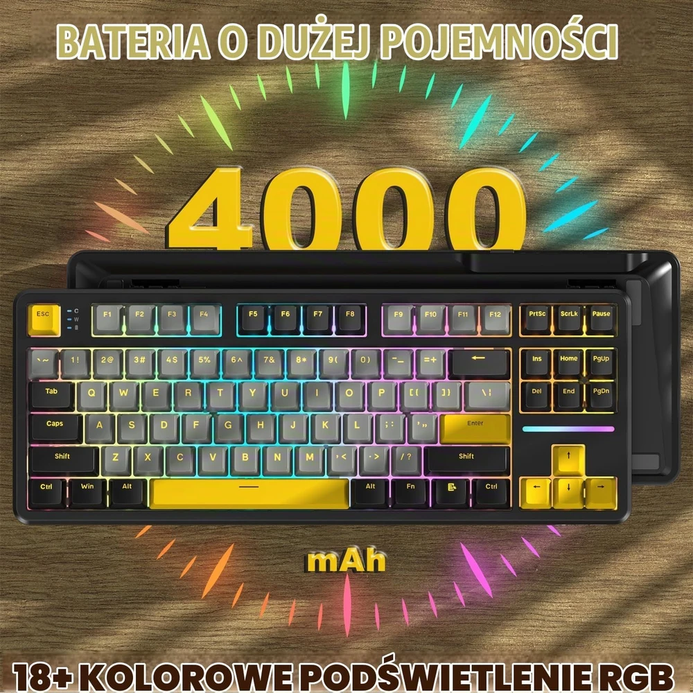 ATTACK SHARK mechaninė žaidimų klaviatūra X87, 87 klavišų, Bluetooth, RGB