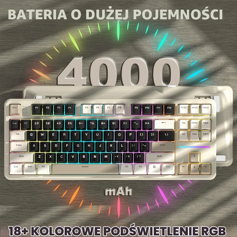 ATTACK SHARK mechaninė žaidimų klaviatūra X87, 87 klavišų, Bluetooth, 2,4 GHz, RGB