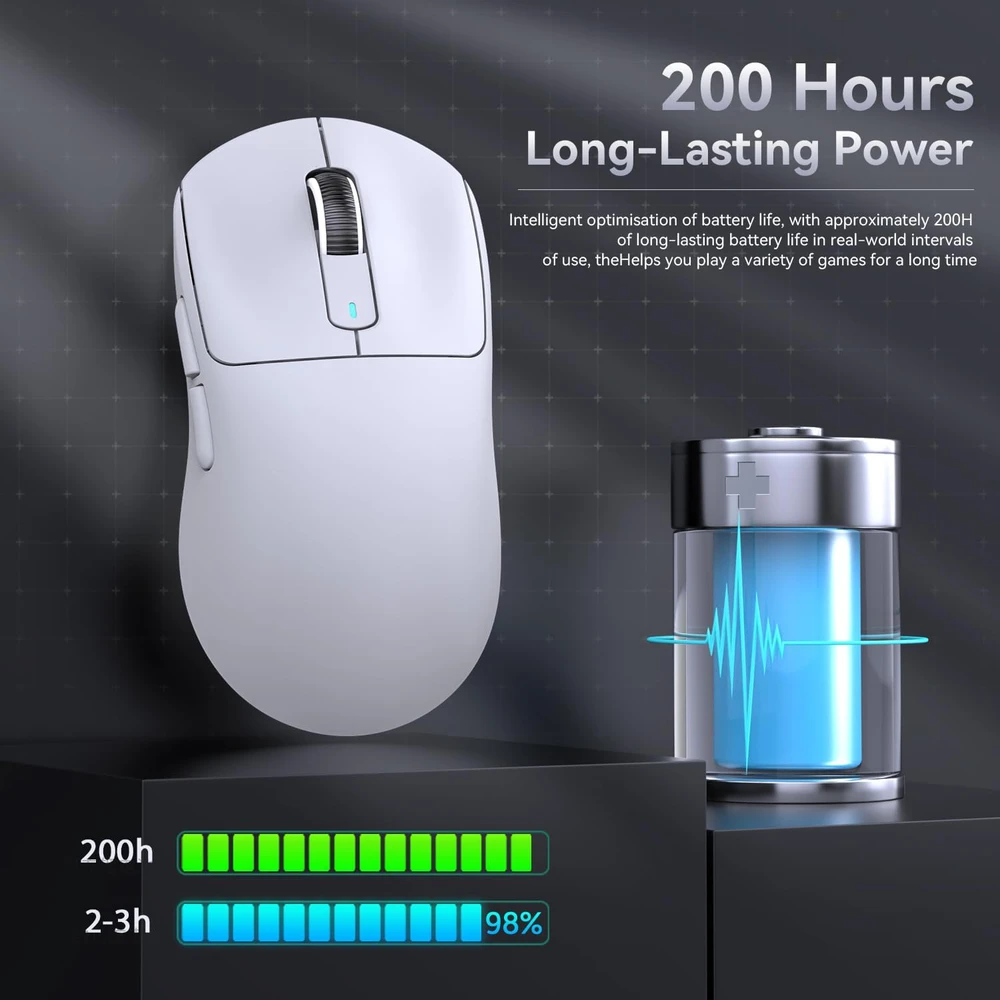 Attack Shark X3 belaidė žaidimų pelė, 49 g, 26000 DPI, Bluetooth, balta