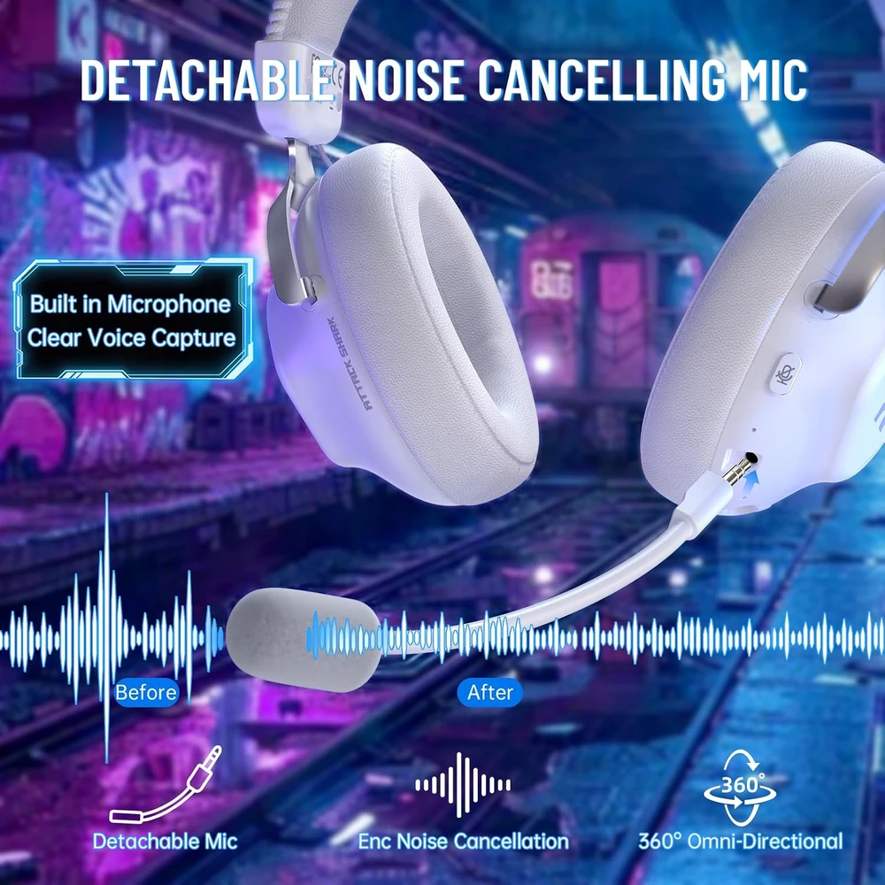 ATTACK SHARK žaidimų belaidės ausinės Bluetooth 5.3, 2,4 GHz, 53 mm, L50PRO