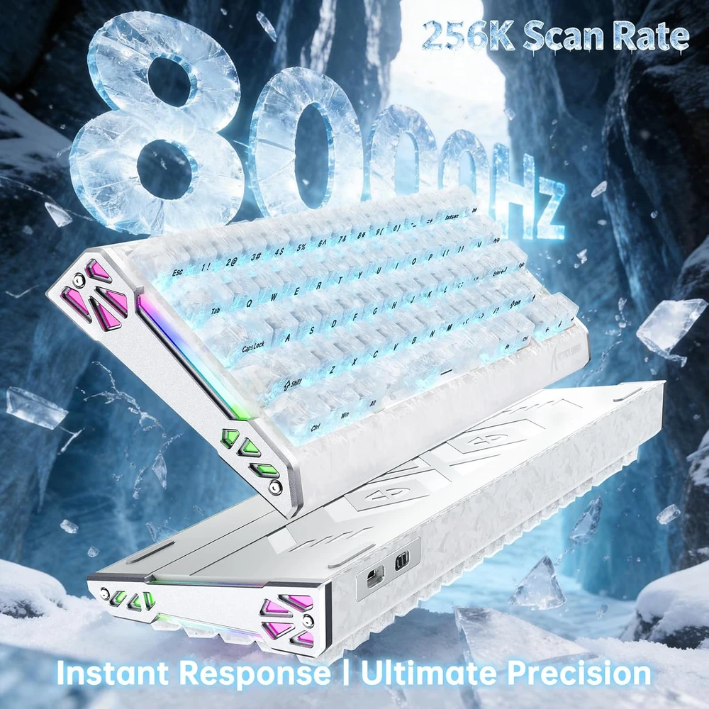 ATTACK SHARK žaidimų klaviatūra R68 HE su magnetiniais jungikliais, 8000 Hz, RGB, R68-301