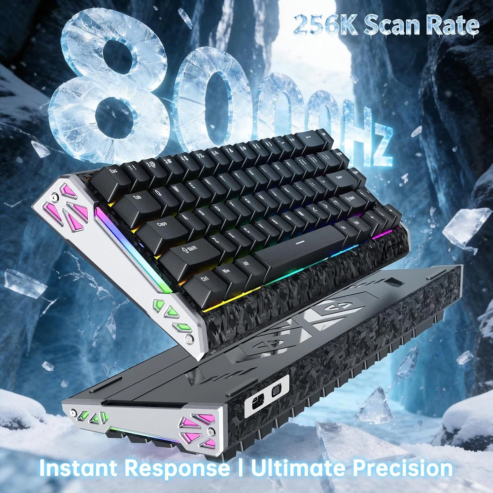 ATTACK SHARK žaidimų klaviatūra R68 HE su magnetiniais jungikliais, RGB ir 8000 Hz