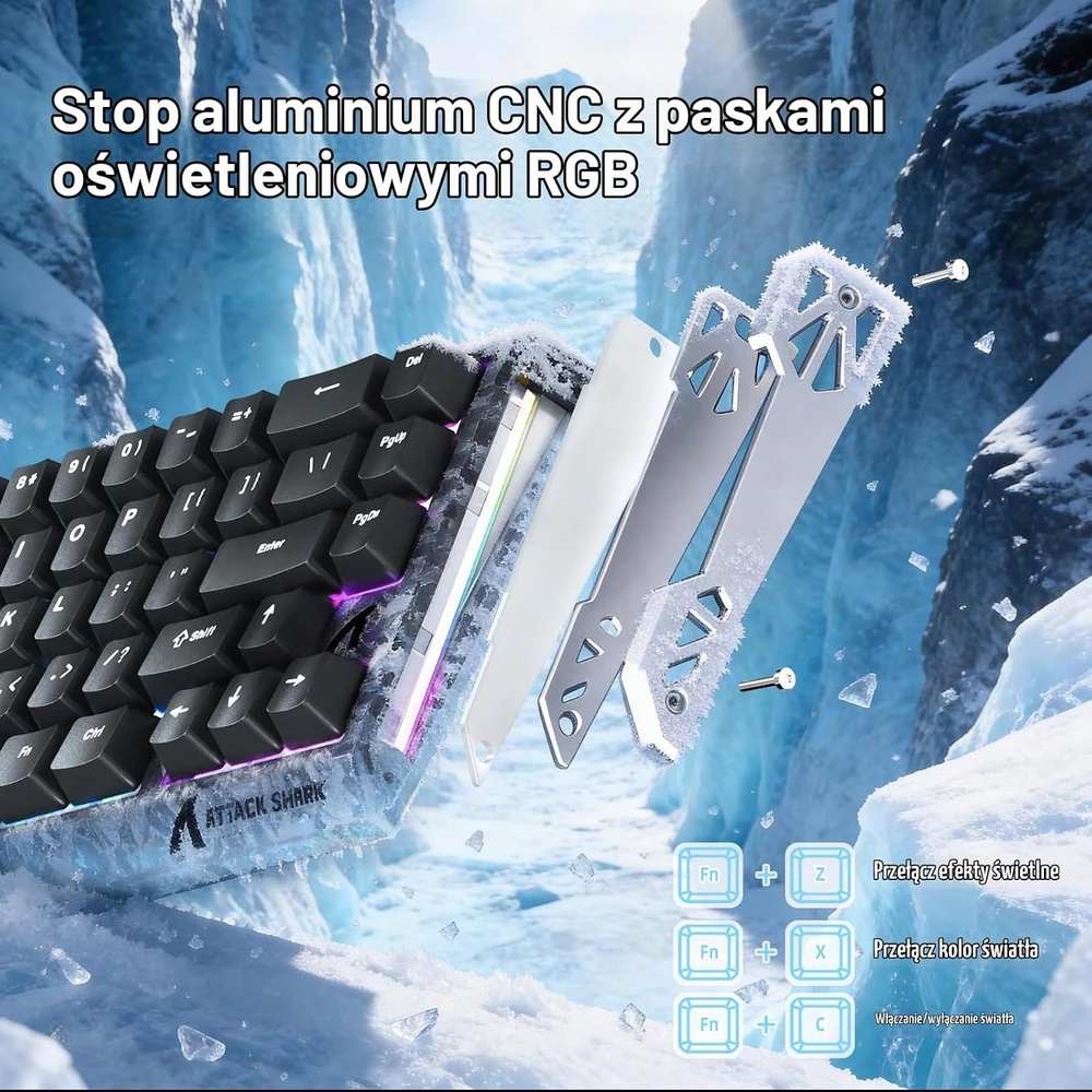 ATTACK SHARK žaidimų klaviatūra R68 HE su magnetiniais jungikliais, RGB ir 8000 Hz