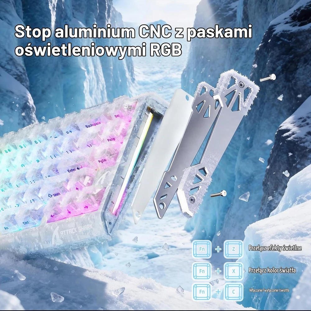 ATTACK SHARK žaidimų klaviatūra R68 HE su magnetiniais jungikliais, 8000 Hz, RGB, R68-301