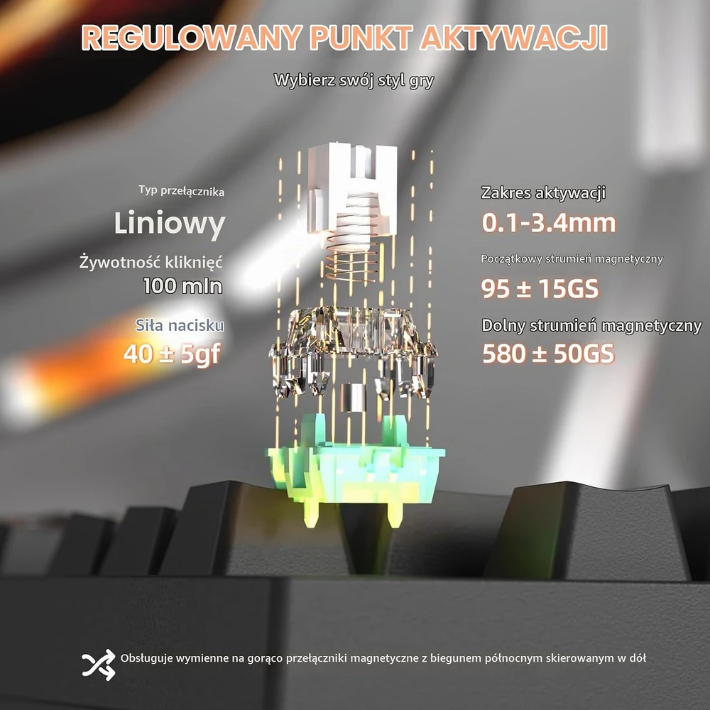 ATTACK SHARK žaidimų klaviatūra R82 HE, laidinė, 8000 Hz, magnetiniai jungikliai, RGB