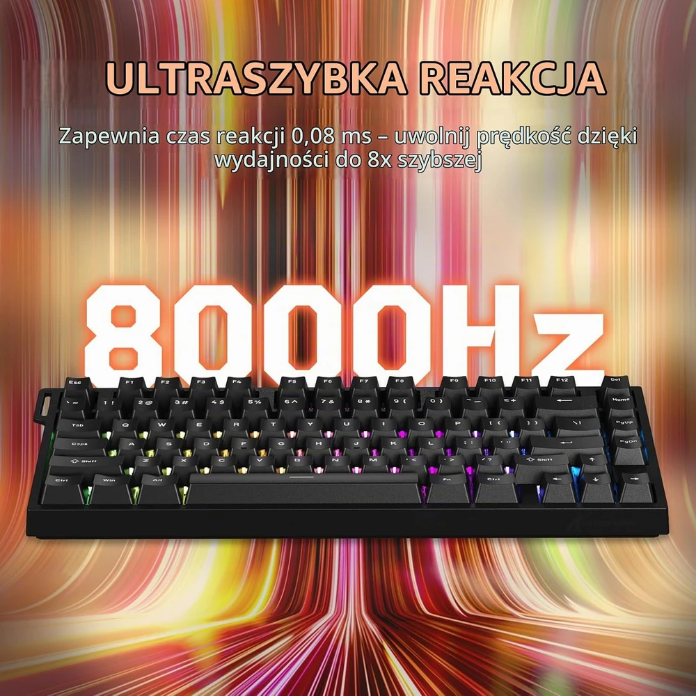 ATTACK SHARK žaidimų klaviatūra R82 HE, laidinė, 8000 Hz, magnetiniai jungikliai, RGB