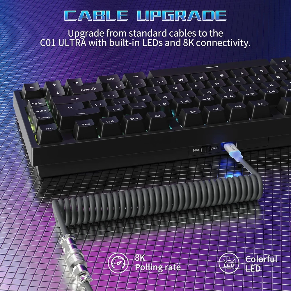 ATTACK SHARK žaidimų klaviatūra R82 HE su magnetiniais jungikliais, 8000 Hz ir RGB