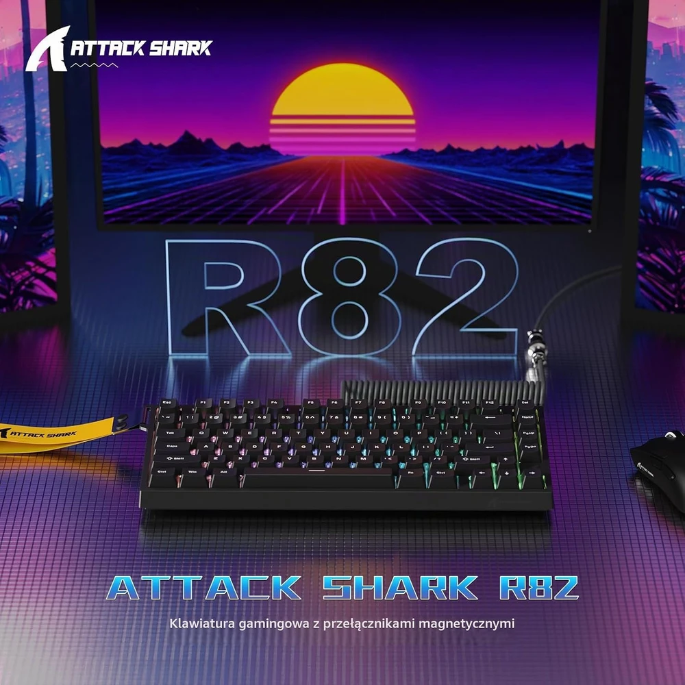 ATTACK SHARK žaidimų klaviatūra R82 HE su magnetiniais jungikliais, 8000 Hz ir RGB