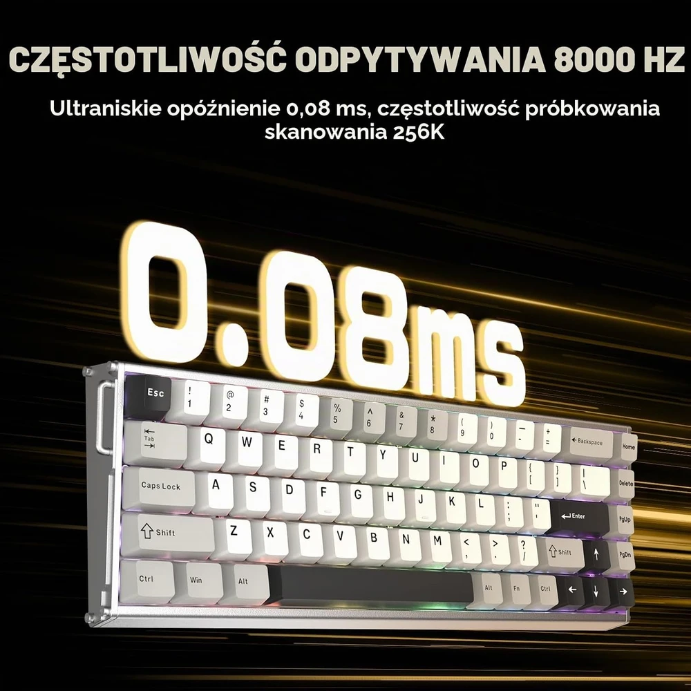 ATTACK SHARK žaidimų klaviatūra su magnetiniais jungikliais, 68 klavišų, 8000 Hz, X68MAX HE