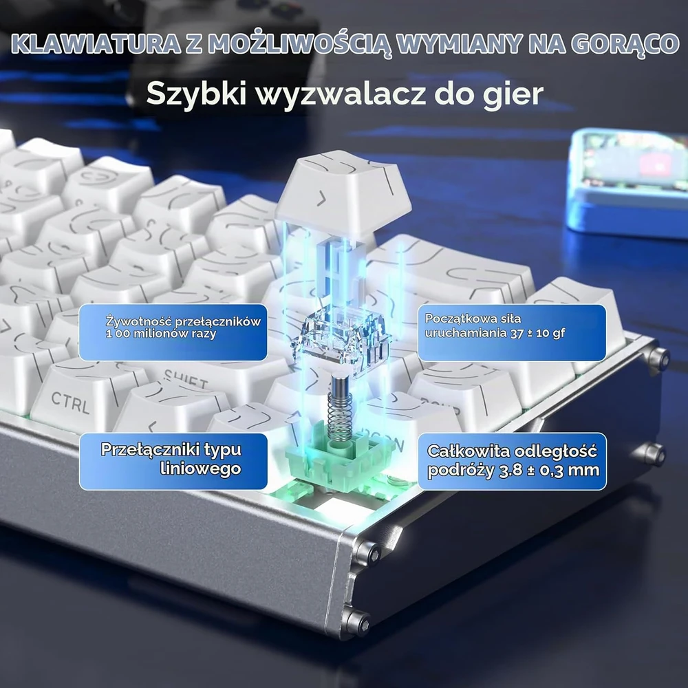 ATTACK SHARK žaidimų klaviatūra su magnetiniais jungikliais, 8 kHz, RGB, X68MAX HE