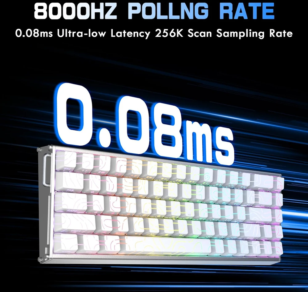 ATTACK SHARK žaidimų klaviatūra su magnetiniais jungikliais, 8 kHz, RGB, X68MAX HE