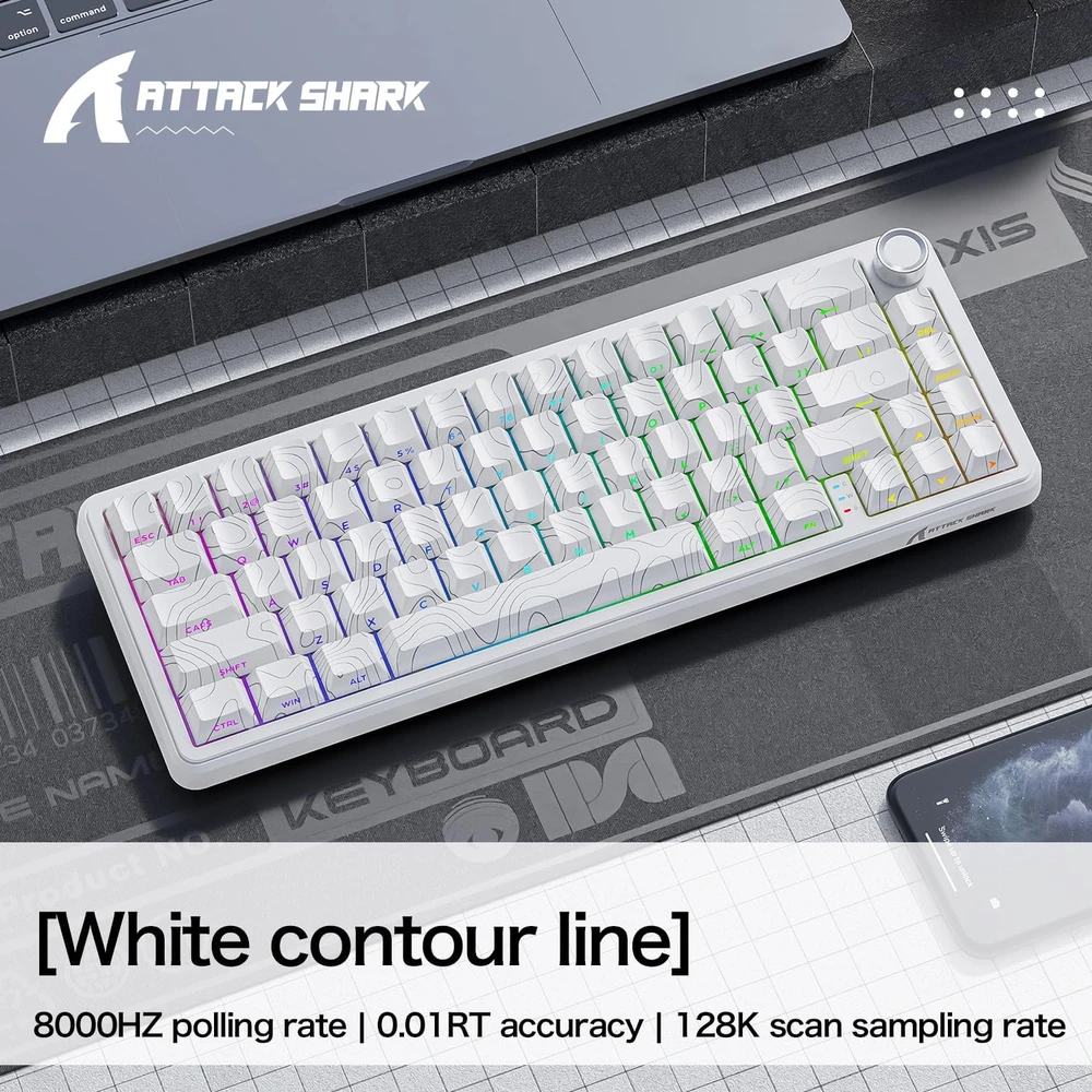 ATTACK SHARK žaidimų klaviatūra X65PRO HE, magnetiniai jungikliai, 8000 Hz