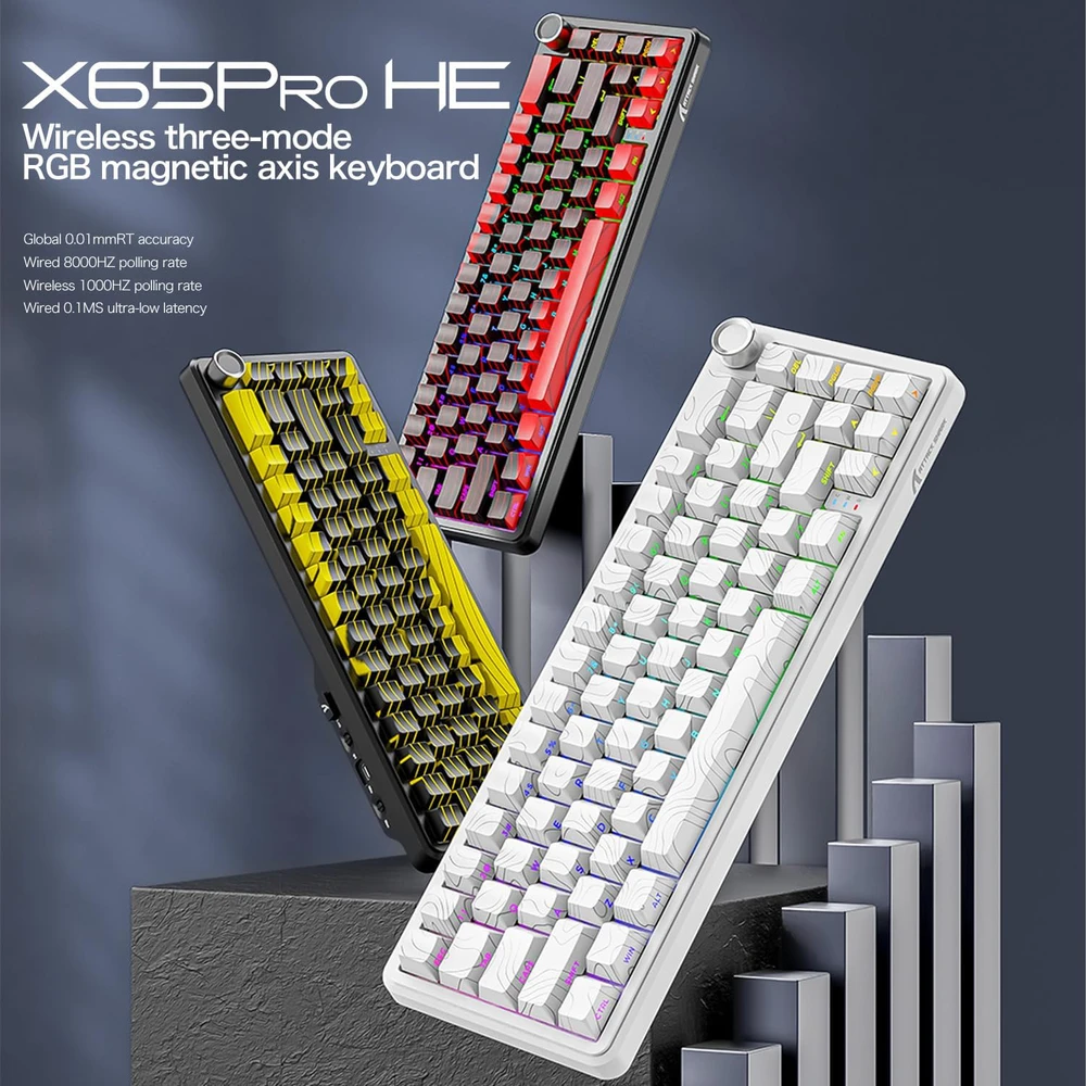 ATTACK SHARK žaidimų klaviatūra X65PRO HE, magnetiniai jungikliai, 8000 Hz