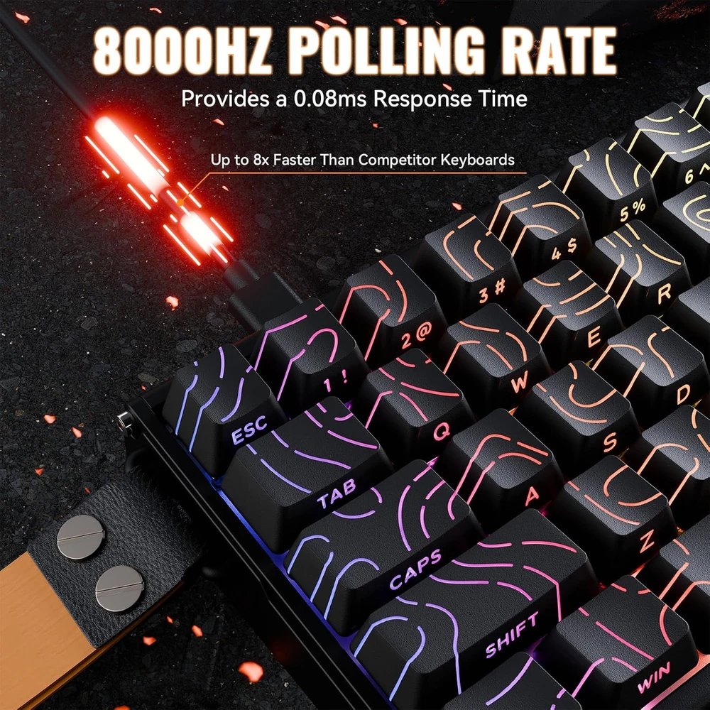 ATTACK SHARK žaidimų klaviatūra X68 MAX HE, laidinė, 68 klavišų, magnetiniai jungikliai