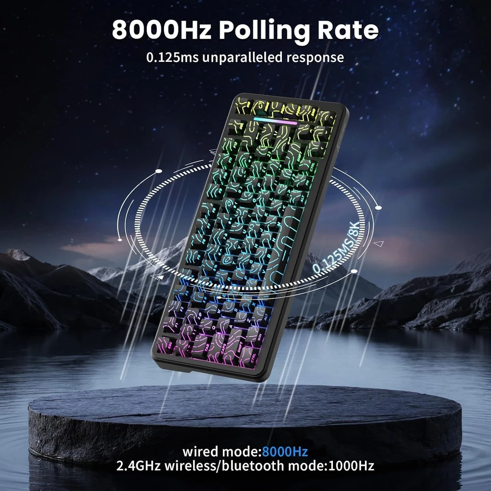 ATTACK SHARK žaidimų klaviatūra X82PRO HE, 75 %, Hall efekto jungikliai, 8000 Hz, RGB