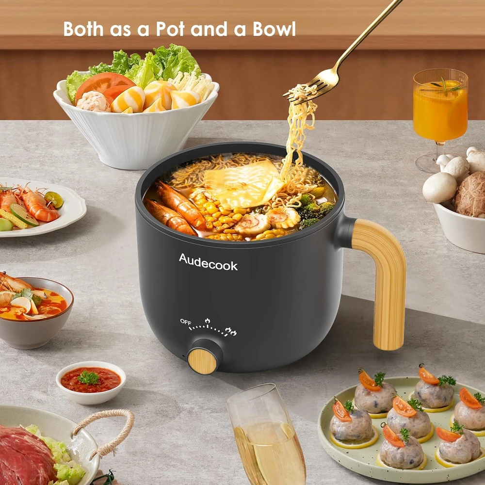 Audecook elektrinė keptuvė-puodas 1,5 l, 600 W, nelimpanti, AC800