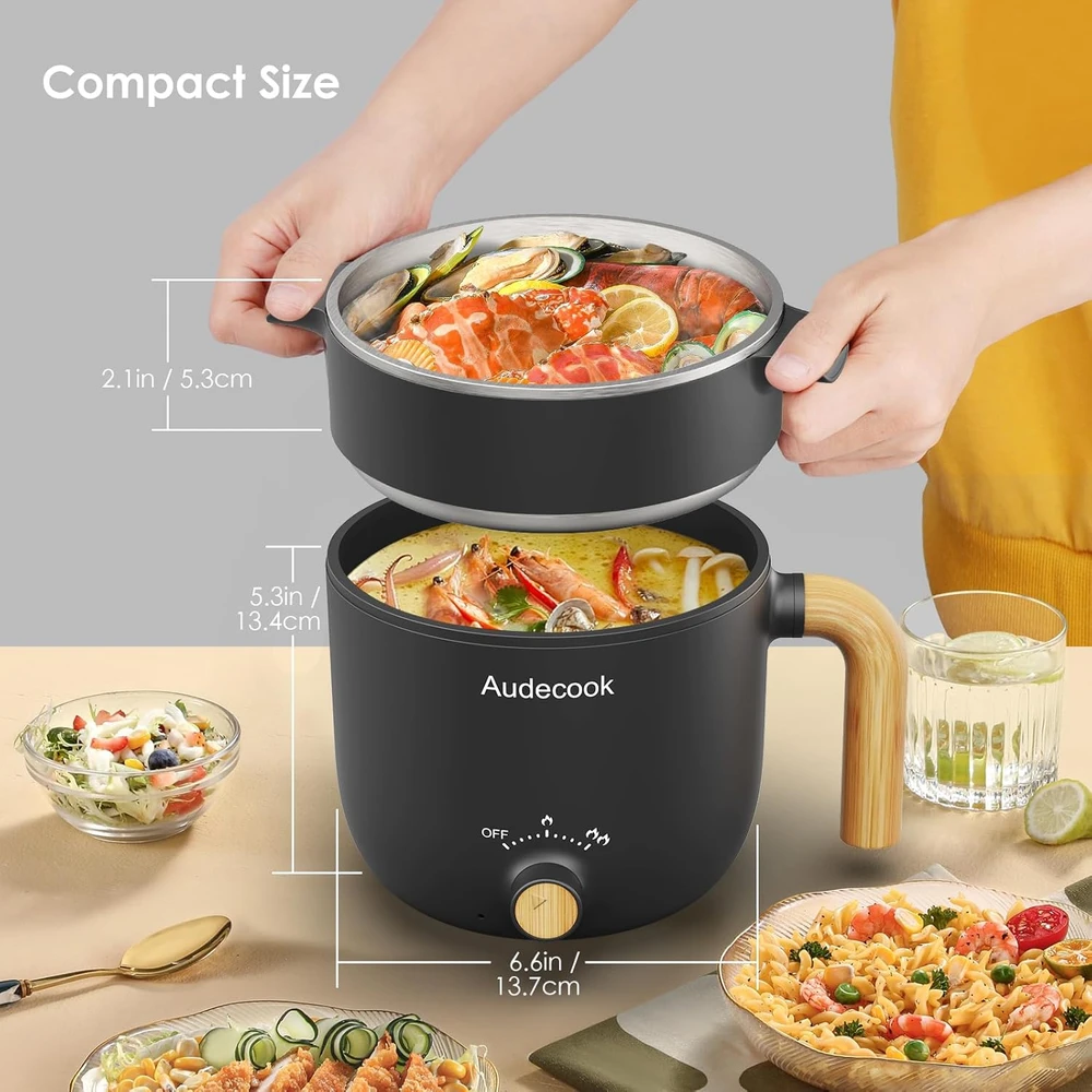 Audecook elektrinė keptuvė-puodas 1,5 l, 600 W, nelimpanti, AC800