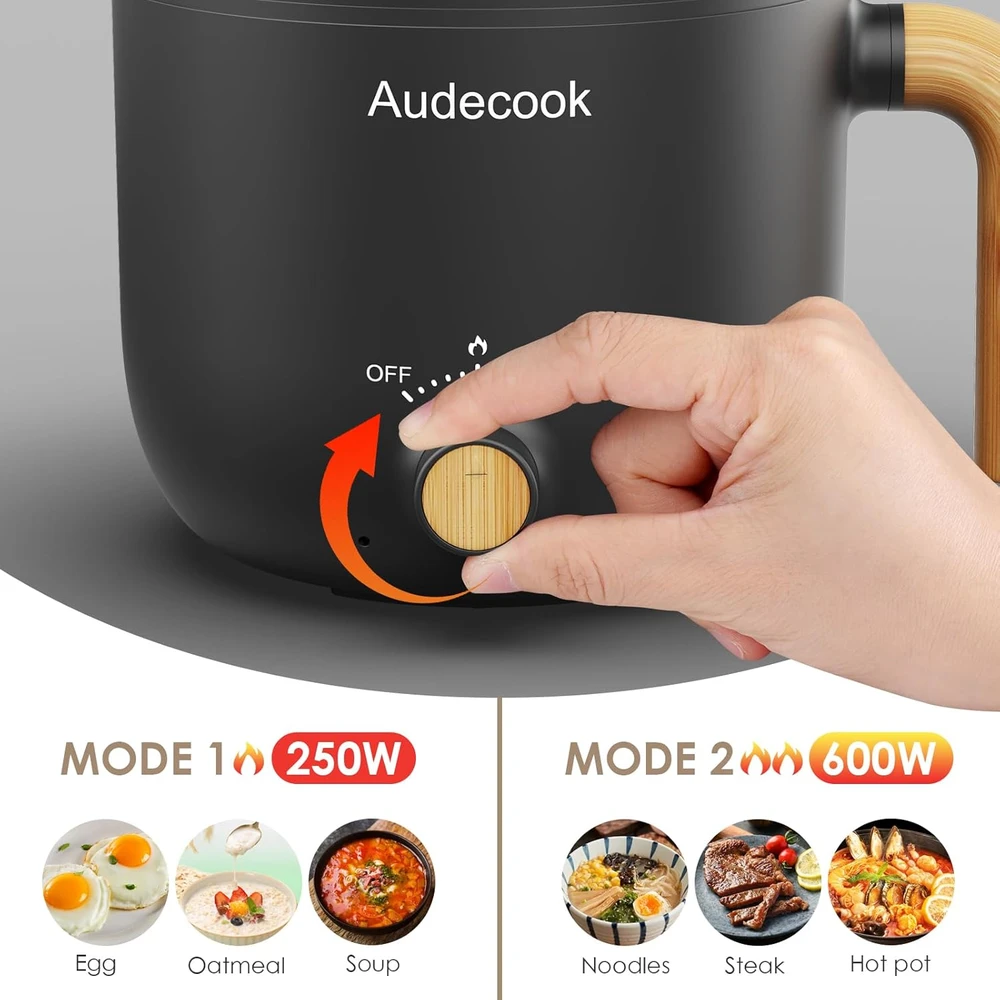 Audecook elektrinė keptuvė-puodas 1,5 l, 600 W, nelimpanti, AC800