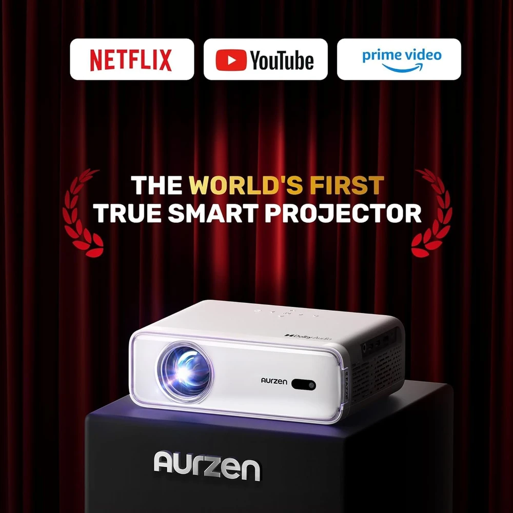 Aurzen nešiojamasis projektorius Full HD 1080p, 4K HDR10, EAZZE D1
