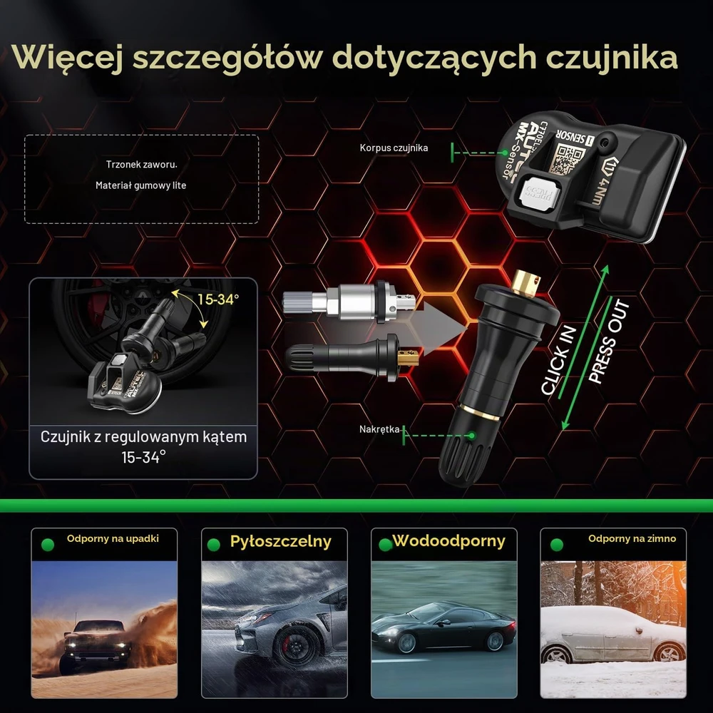 Autel TPMS padangų slėgio jutiklis, dviejų dažnių, programuojamas MX-Capteur Caoutchouc