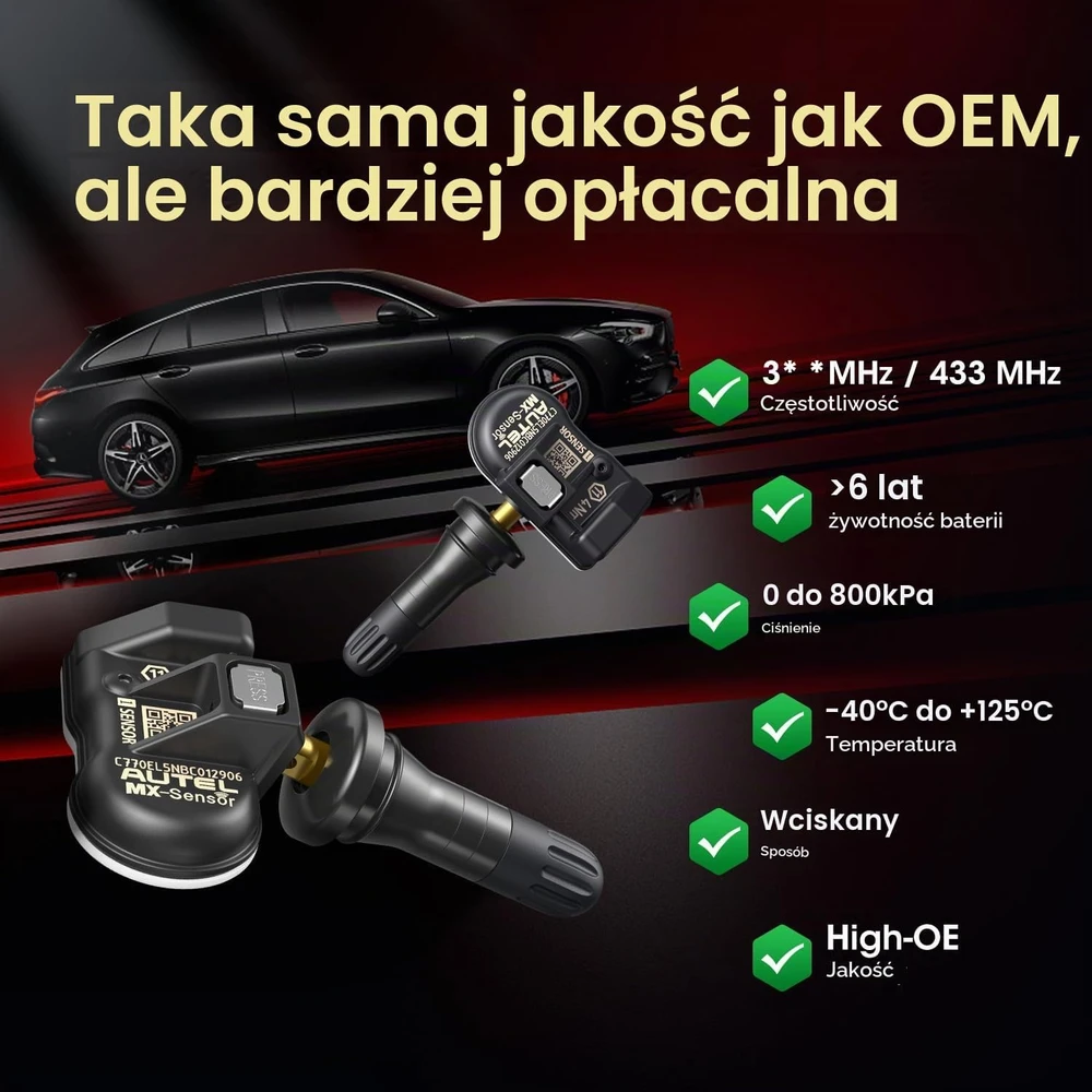 Autel TPMS padangų slėgio jutiklis, dviejų dažnių, programuojamas MX-Capteur Caoutchouc