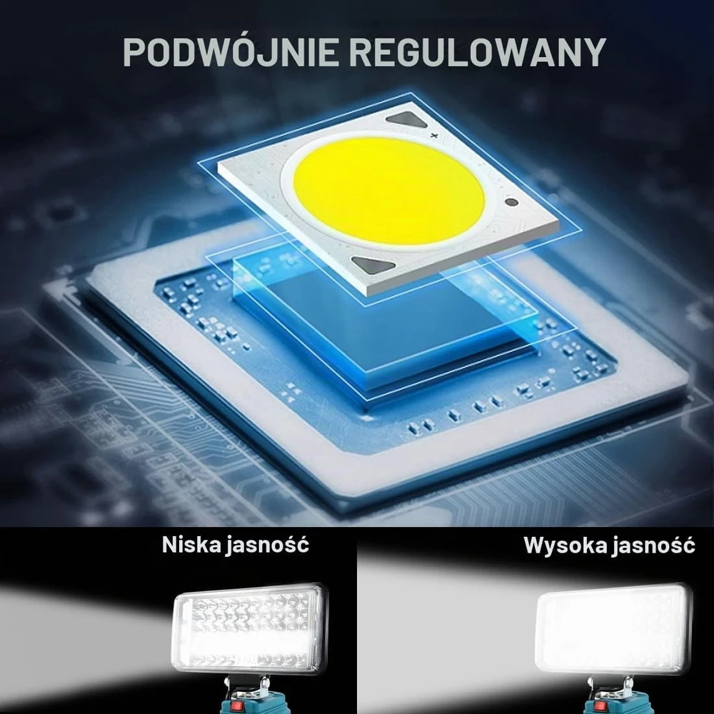 AUTOJARE akumuliatorinis LED darbo prožektorius 18 V, 90 W, 7500 lm, LDDMT-7C