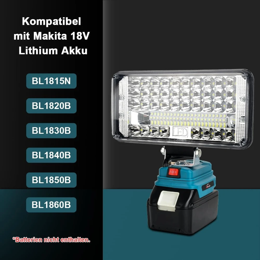 AUTOJARE akumuliatorinis LED darbo prožektorius 18 V, 90 W, 7500 lm, LDDMT-7C