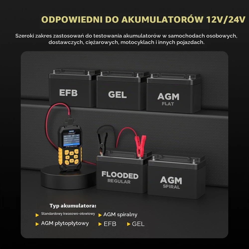 AUTOOL automobilio akumuliatoriaus testeris 12/24 V, 100–2400 CCA, BT460