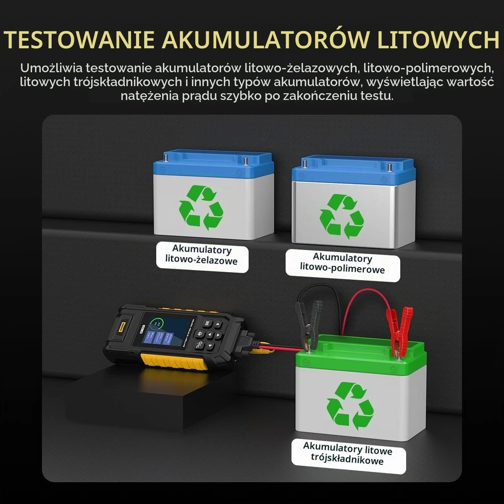 AUTOOL automobilių akumuliatorių testeris 12 V/24 V, 30–2000 CCA su spausdintuvu BT960