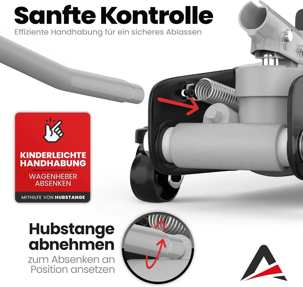 AUTORIA automobilinis hidraulinis domkratas 2,5 t, minimalus aukštis 85 mm, su gumomis ir lagaminu, ATCJ2500LIGHTGREY