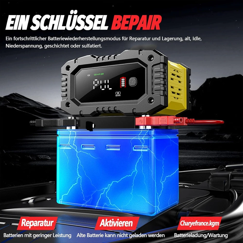AUTOWHD automatinis automobilio akumuliatorių įkroviklis 12 V/24 V 10 A LiFePO4