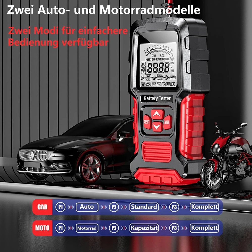 AUTOWHD automobilio akumuliatoriaus testeris 12–24 V, 3–200 Ah, 100–2000 CCA, FBT-300