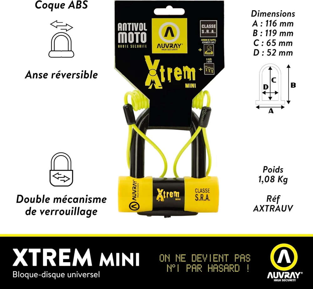 Auvray stabdžių disko spyna motociklams, SRA sertifikatas, 16 mm, XTREM MINI