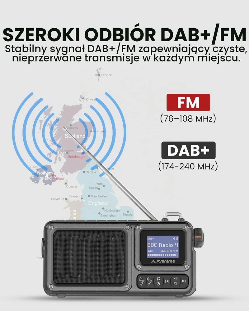 Avantree nešiojamasis DAB+/FM radijas, Bluetooth 6.0, 5 W