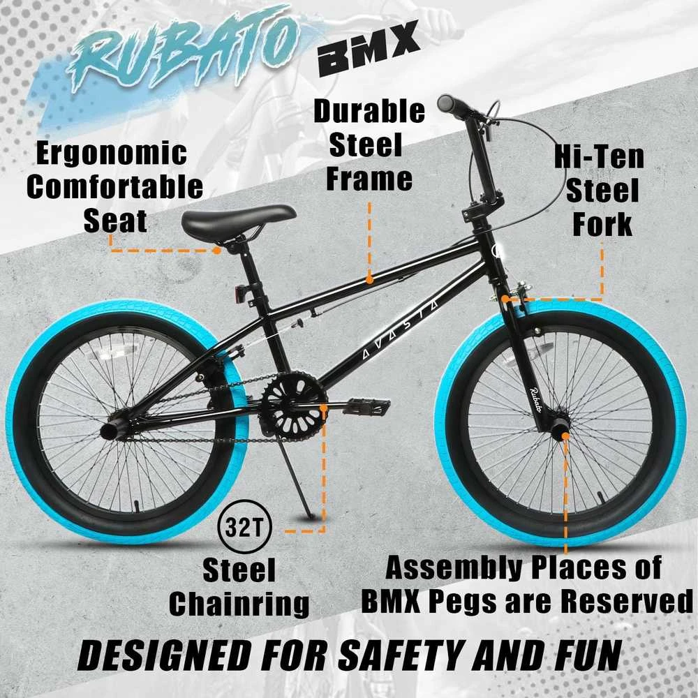 AVASTA BMX vaikų dviratis 20 colių ratai, plieno rėmas, U-Brake, Rubato 20