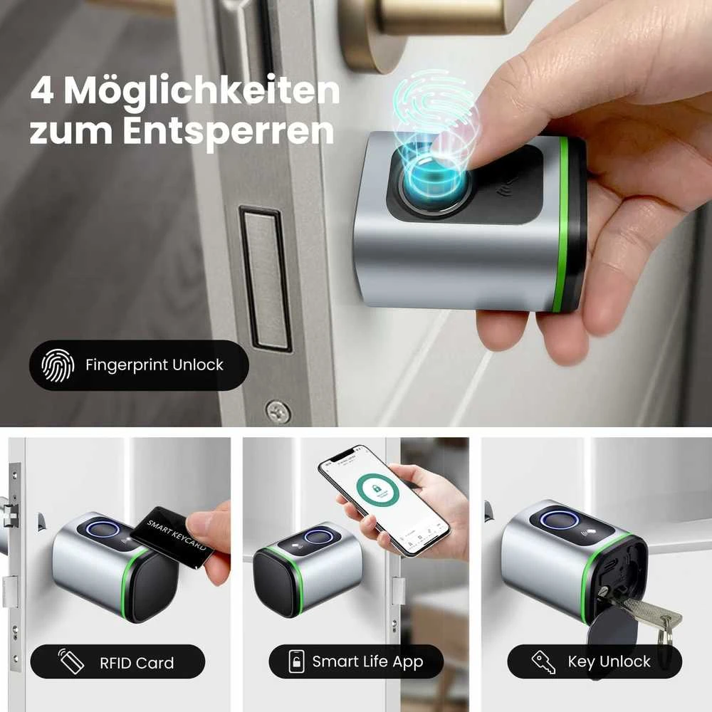 AVATTO elektroninis durų užraktas su pirštų atspaudų skaitytuvu, Bluetooth, RFID, cilindrinis, 70 mm, SDL-S1-B60