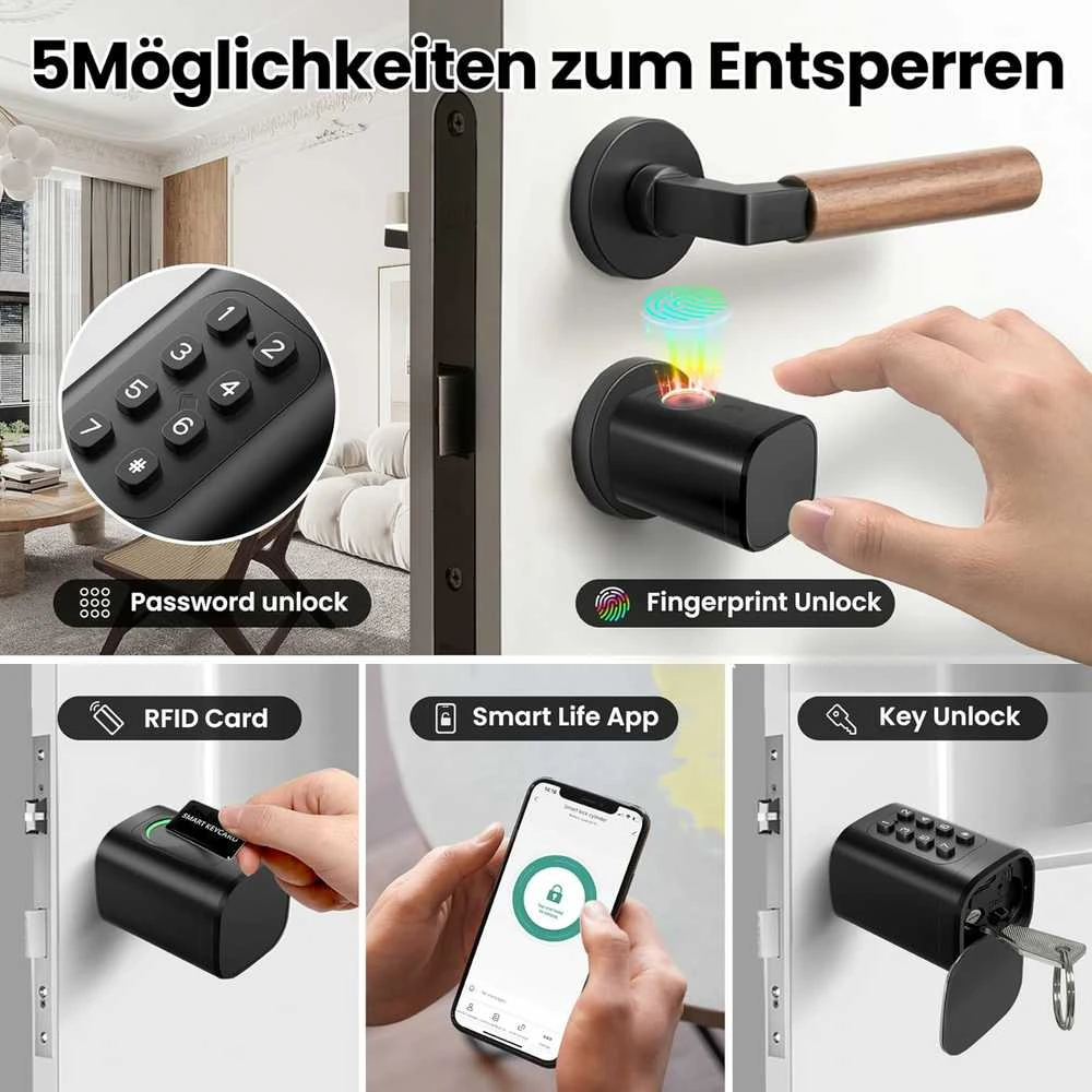 AVATTO išmanioji durų spyna su piršto atspaudu, slaptažodžiu, IC kortele ir Bluetooth valdymu, SDL-V1-B120