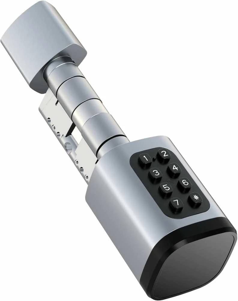 AVATTO išmanioji durų spyna su pirštų atspaudų skaitytuvu, slaptažodžiu ir RFID, valdymas per aplikaciją, reguliuojamas cilindras, sidabrinė, SDL-V1-S60
