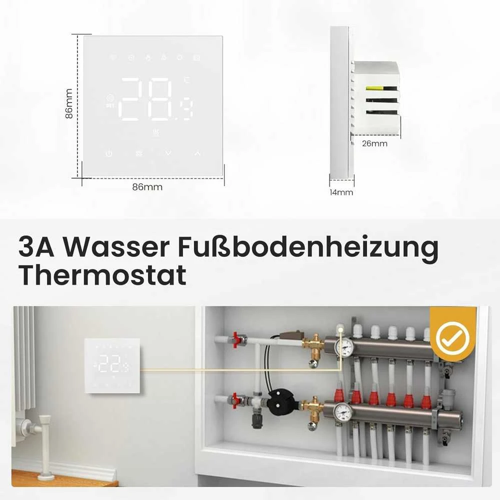Išmanusis termostatas su WiFi Avatto WT20R-WH-3A-W-WiFi