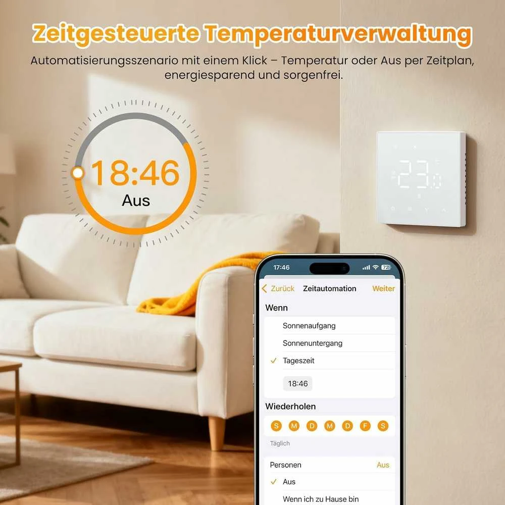 Išmanusis termostatas su WiFi Avatto WT20R-WH-3A-W-WiFi