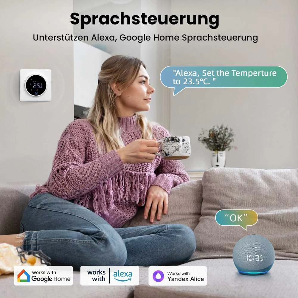 Išmanusis termostatas Avatto WT410-16A-W elektrinis šildymas 16A WiFi