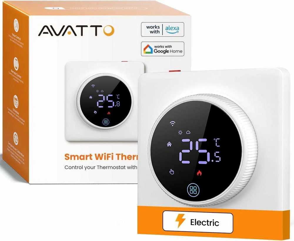 Išmanusis termostatas Avatto WT410-16A-W elektrinis šildymas 16A WiFi