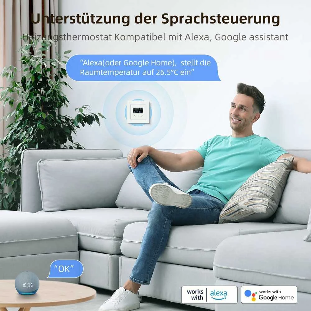 Išmanusis termostatas Avatto WT200-16A-W Elektrinis šildymas 16A WiFi TUYA