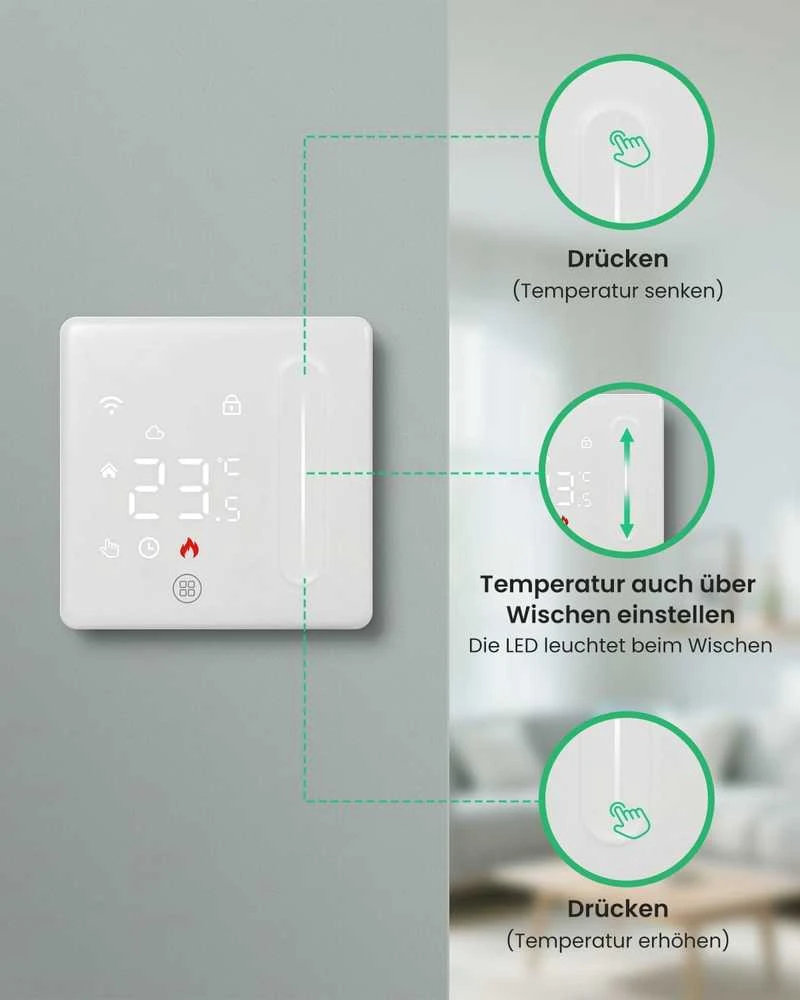 AVATTO išmanusis Wi-Fi termostatas grindų šildymui, programuojamas, Alexa, Google Home valdymas, WT420-3 A