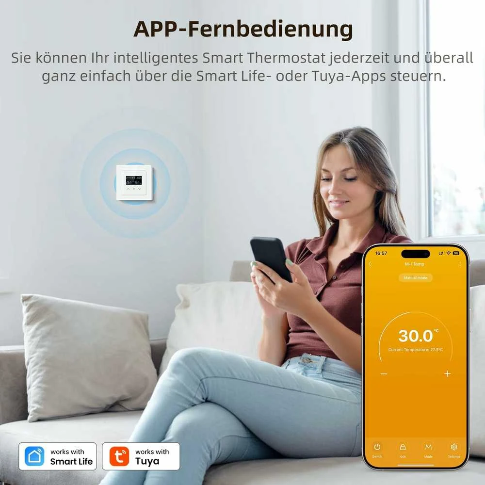 Išmanusis termostatas Avatto WT200-16A-W Elektrinis šildymas 16A WiFi TUYA