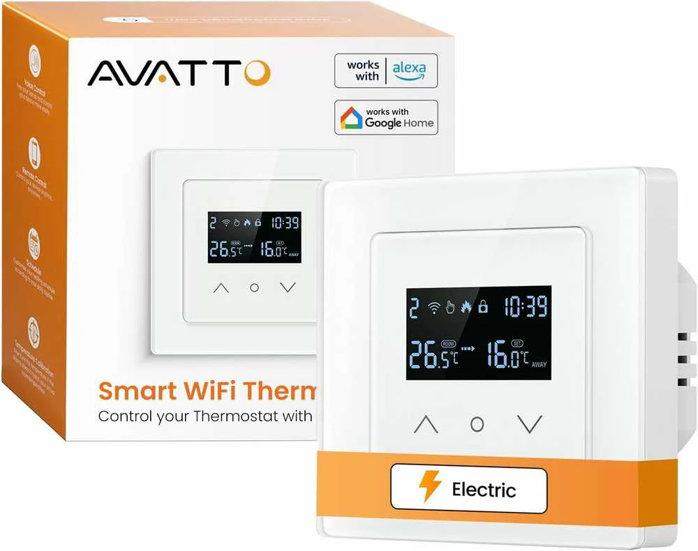 Išmanusis termostatas Avatto WT200-16A-W Elektrinis šildymas 16A WiFi TUYA
