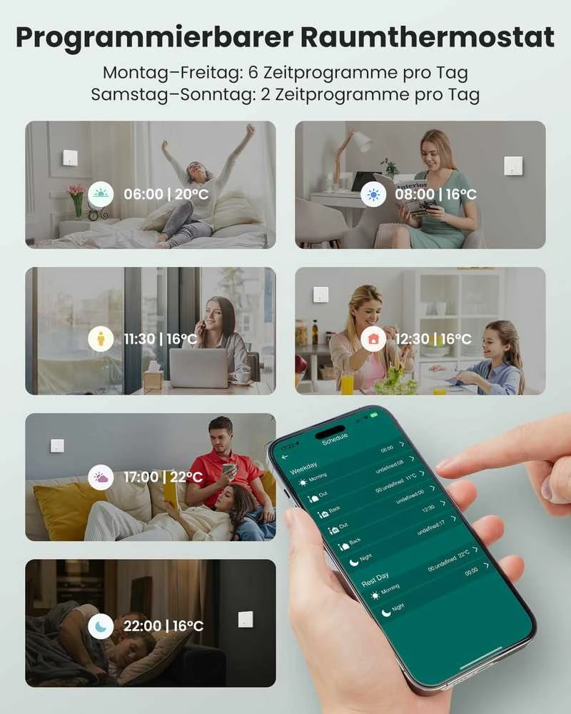 AVATTO išmanusis Wi-Fi termostatas grindų šildymui, programuojamas, Alexa, Google Home valdymas, WT420-3 A