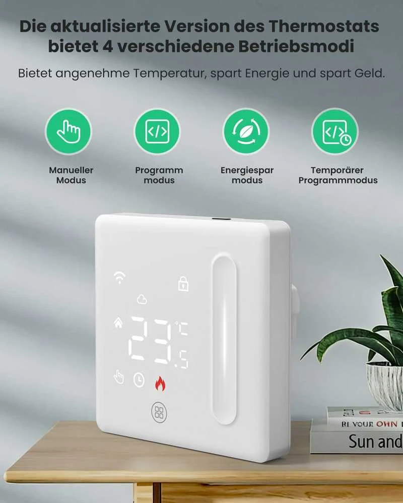 AVATTO išmanusis Wi-Fi termostatas grindų šildymui, programuojamas, Alexa, Google Home valdymas, WT420-3 A
